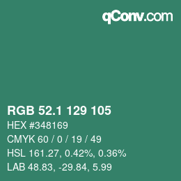 カラーコード: RGB 52.1 129 105 | qconv.com