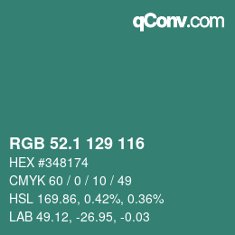 Color code: RGB 52.1 129 116 | qconv.com