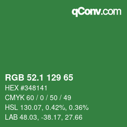 カラーコード: RGB 52.1 129 65 | qconv.com