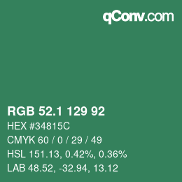 カラーコード: RGB 52.1 129 92 | qconv.com