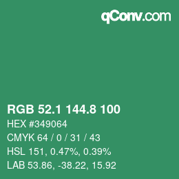 カラーコード: RGB 52.1 144.8 100 | qconv.com