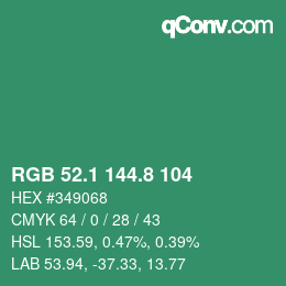 カラーコード: RGB 52.1 144.8 104 | qconv.com
