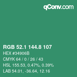カラーコード: RGB 52.1 144.8 107 | qconv.com