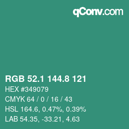 Color code: RGB 52.1 144.8 121 | qconv.com