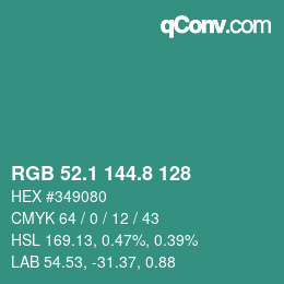 カラーコード: RGB 52.1 144.8 128 | qconv.com