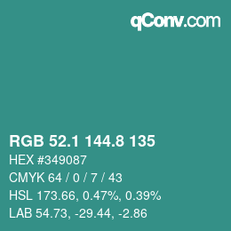 Color code: RGB 52.1 144.8 135 | qconv.com