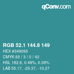 Color code: RGB 52.1 144.8 149 | qconv.com