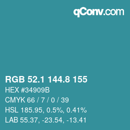 Color code: RGB 52.1 144.8 155 | qconv.com