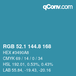Color code: RGB 52.1 144.8 168 | qconv.com