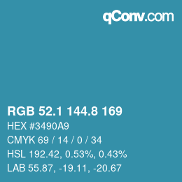 Color code: RGB 52.1 144.8 169 | qconv.com
