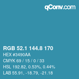 カラーコード: RGB 52.1 144.8 170 | qconv.com