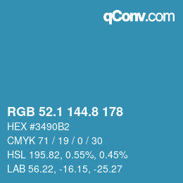 Color code: RGB 52.1 144.8 178 | qconv.com