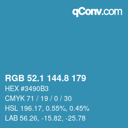 Color code: RGB 52.1 144.8 179 | qconv.com