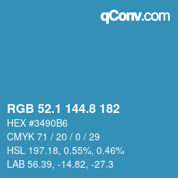 カラーコード: RGB 52.1 144.8 182 | qconv.com