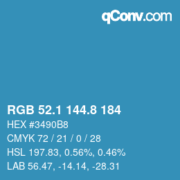 Color code: RGB 52.1 144.8 184 | qconv.com