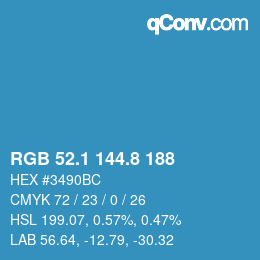 Color code: RGB 52.1 144.8 188 | qconv.com