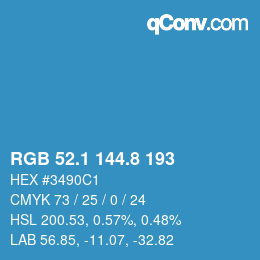 Color code: RGB 52.1 144.8 193 | qconv.com