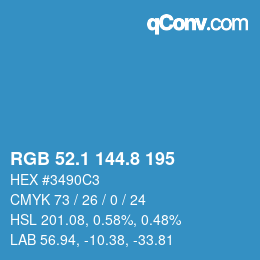 カラーコード: RGB 52.1 144.8 195 | qconv.com