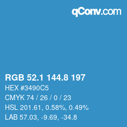 カラーコード: RGB 52.1 144.8 197 | qconv.com