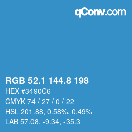 Color code: RGB 52.1 144.8 198 | qconv.com