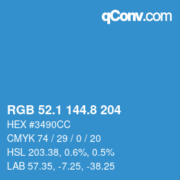 Color code: RGB 52.1 144.8 204 | qconv.com