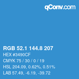 Color code: RGB 52.1 144.8 207 | qconv.com