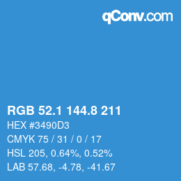 Color code: RGB 52.1 144.8 211 | qconv.com