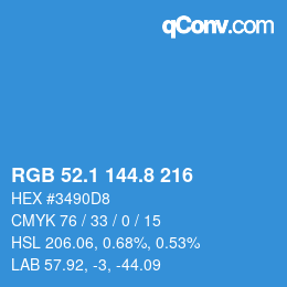 Color code: RGB 52.1 144.8 216 | qconv.com