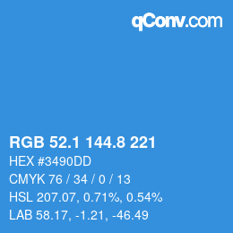 Color code: RGB 52.1 144.8 221 | qconv.com