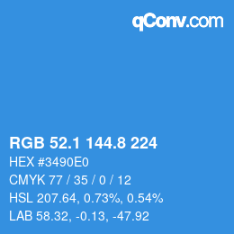 カラーコード: RGB 52.1 144.8 224 | qconv.com