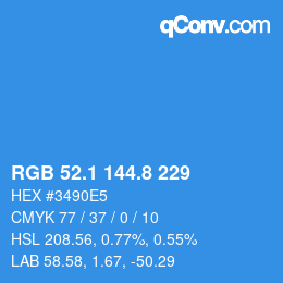 カラーコード: RGB 52.1 144.8 229 | qconv.com