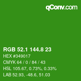 カラーコード: RGB 52.1 144.8 23 | qconv.com