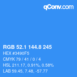 Color code: RGB 52.1 144.8 245 | qconv.com