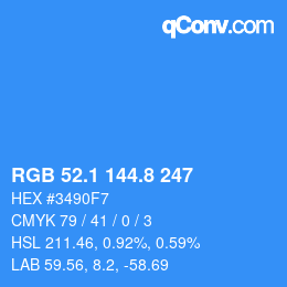 カラーコード: RGB 52.1 144.8 247 | qconv.com