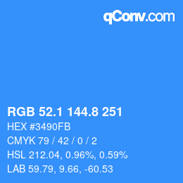 Color code: RGB 52.1 144.8 251 | qconv.com