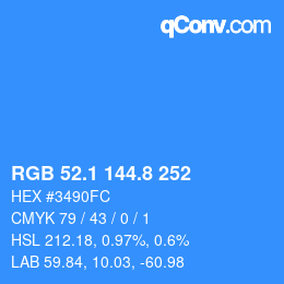 カラーコード: RGB 52.1 144.8 252 | qconv.com