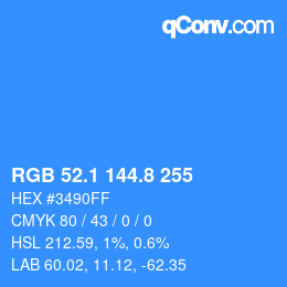 Color code: RGB 52.1 144.8 255 | qconv.com