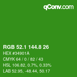 カラーコード: RGB 52.1 144.8 26 | qconv.com