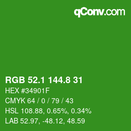 カラーコード: RGB 52.1 144.8 31 | qconv.com
