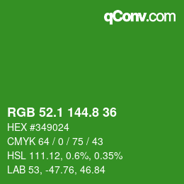 カラーコード: RGB 52.1 144.8 36 | qconv.com