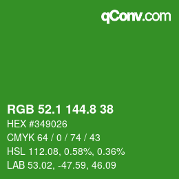 カラーコード: RGB 52.1 144.8 38 | qconv.com