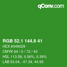 カラーコード: RGB 52.1 144.8 41 | qconv.com