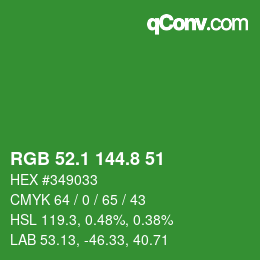 カラーコード: RGB 52.1 144.8 51 | qconv.com