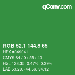 カラーコード: RGB 52.1 144.8 65 | qconv.com