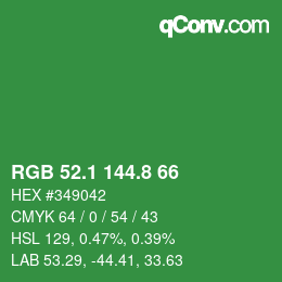 カラーコード: RGB 52.1 144.8 66 | qconv.com