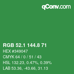 カラーコード: RGB 52.1 144.8 71 | qconv.com
