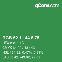 カラーコード: RGB 52.1 144.8 75 | qconv.com