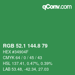 カラーコード: RGB 52.1 144.8 79 | qconv.com