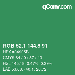 カラーコード: RGB 52.1 144.8 91 | qconv.com