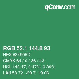 カラーコード: RGB 52.1 144.8 93 | qconv.com
